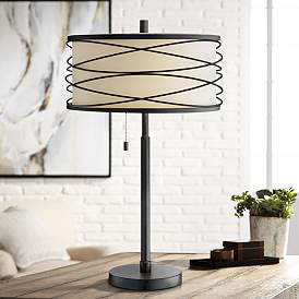 Image1 of Lite Source Lumiere 28" Black Metal Pull Chain Table Lamp