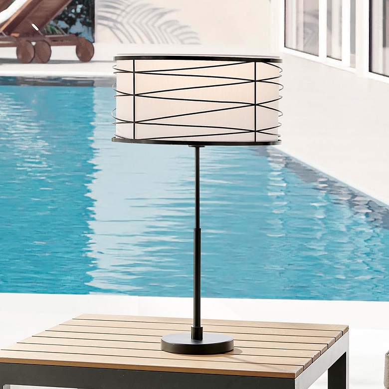 Image 1 Lite Source Lumiere 29 3/4" Black Battery Powered Outdoor Floor Lamp