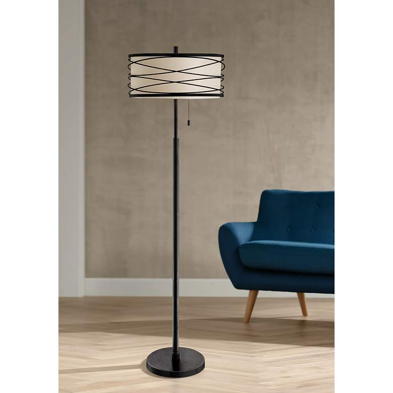 Image 1 Lite Source Lumiere 60 1/2 inch High Black Metal Floor Lamp