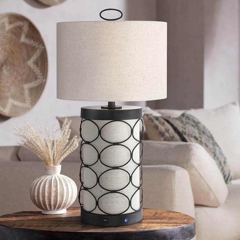Image 1 Lite Source Luvenia 28 1/2" Black LED Table Lamp with USB Port