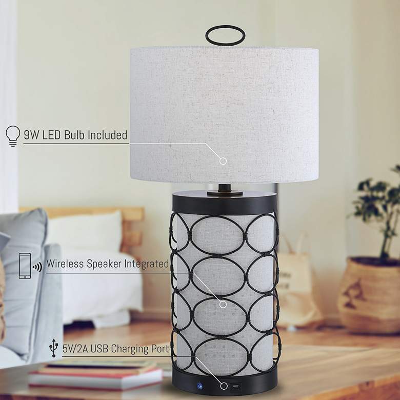 Image 6 Lite Source Luvenia 28 1/2" Black LED Table Lamp with USB Port more views