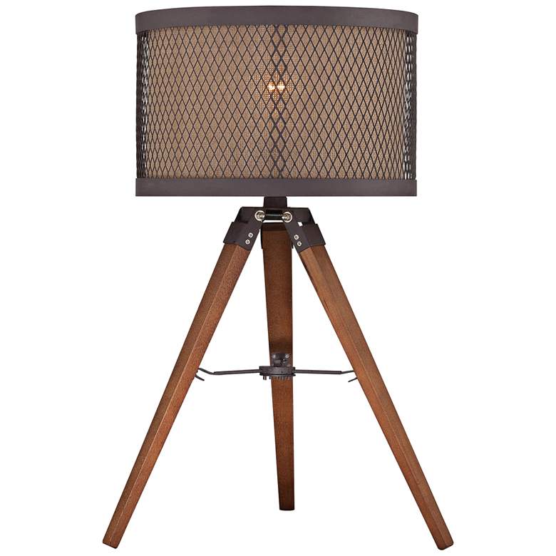 Image 1 Lite Source Macyn Aged Rust Wood Tripod Table Lamp