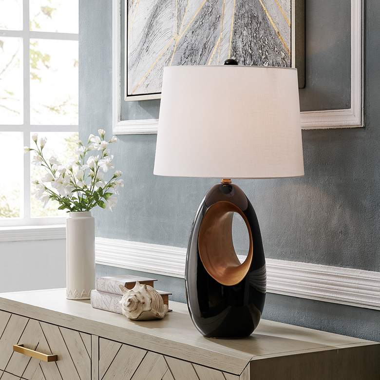 Image 1 Lite Source Maire Black and Gold Ceramic Table Lamp
