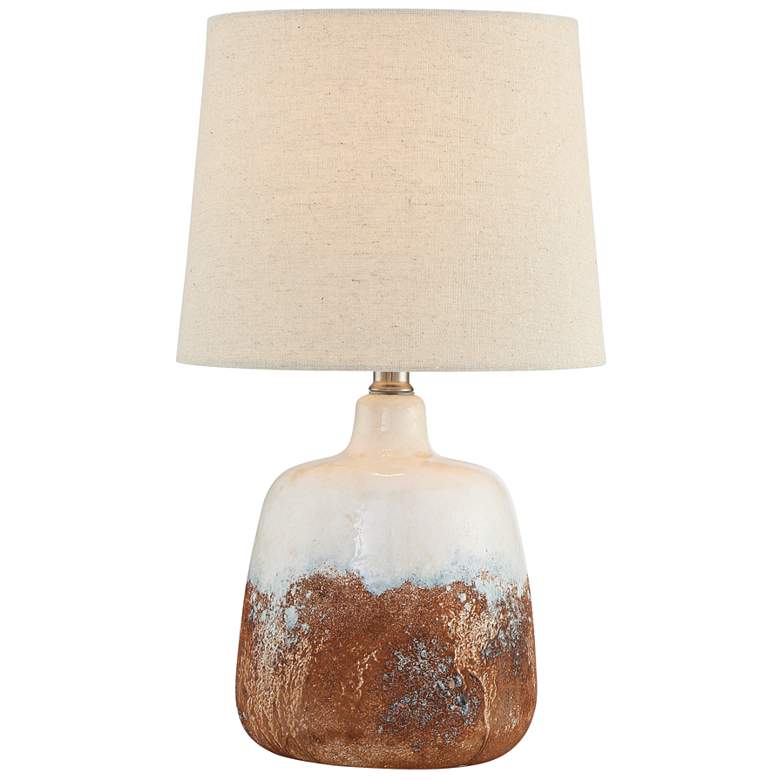 Image 1 Lite Source Marco 17 1/4" High White and Brown Ceramic Table Lamp