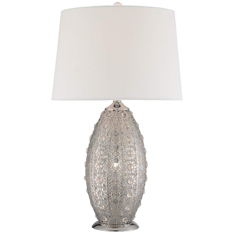 Image 1 Lite Source Masura 25 1/2 inch Nickel Night Light Crystal Table Lamp