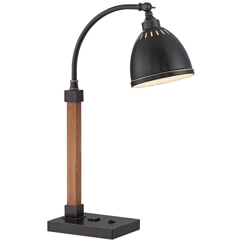 Image 2 Lite Source Maurizio 25 1/2 inch Rustic Bronze Desk Lamp with Outlet