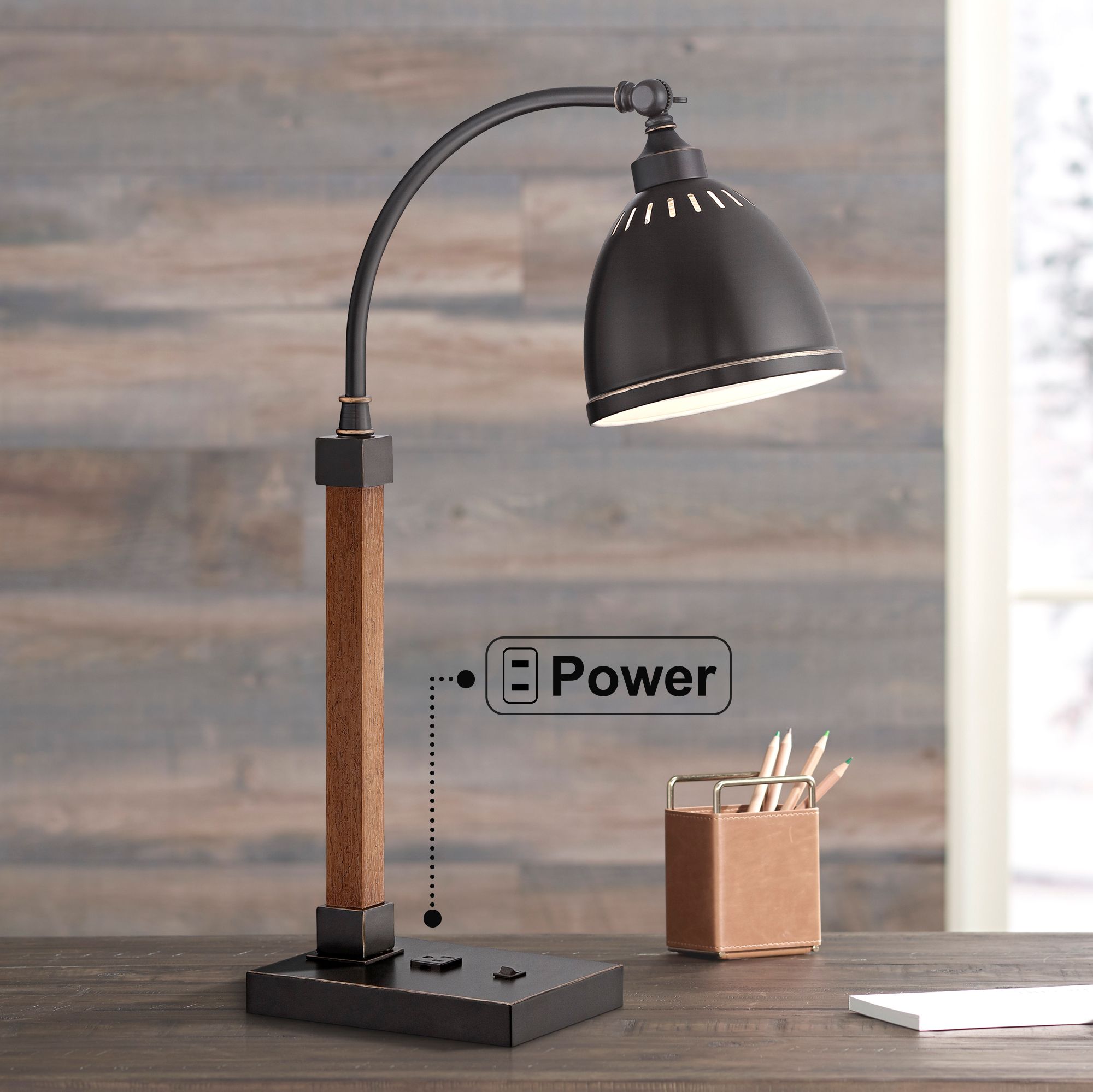 Desk lamp hot sale with outlet