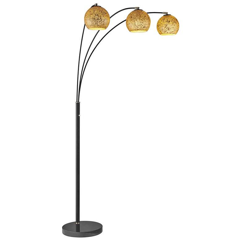 Image 1 Lite Source Molina Black 3-Light Art Glass Arc Floor Lamp