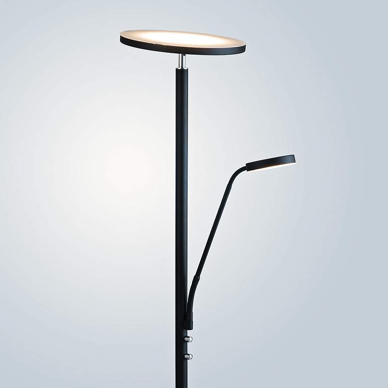 Image 3 Lite Source Monet 71 3/4" Black LED Torchiere Lamp with Reading Light more views