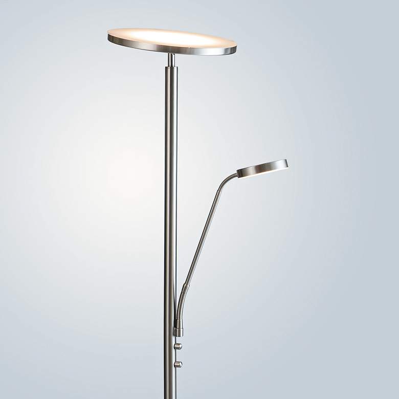 Image 3 Lite Source Monet 71 3/4" Nickel LED Torchiere Lamp with Reading Light more views