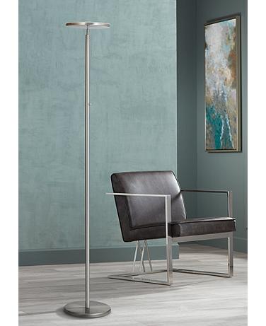 Lite Source Monet 72" Brushed Nickel Modern LED Torchiere Floor Lamp