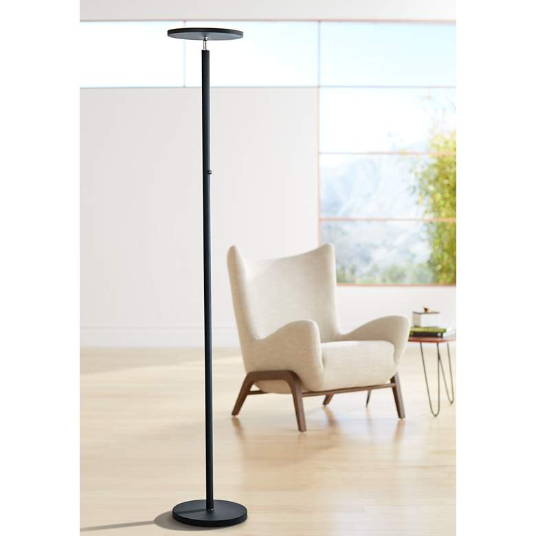 Image 1 Lite Source Monet 72" Black Finish Modern LED Torchiere Floor Lamp