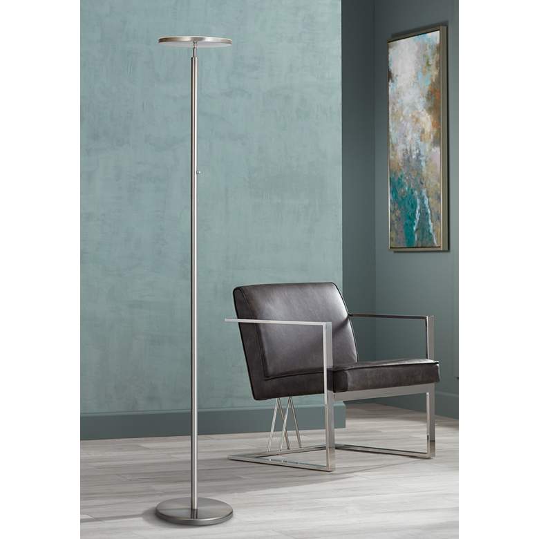 Image 1 Lite Source Monet 72" Brushed Nickel Modern LED Torchiere Floor Lamp