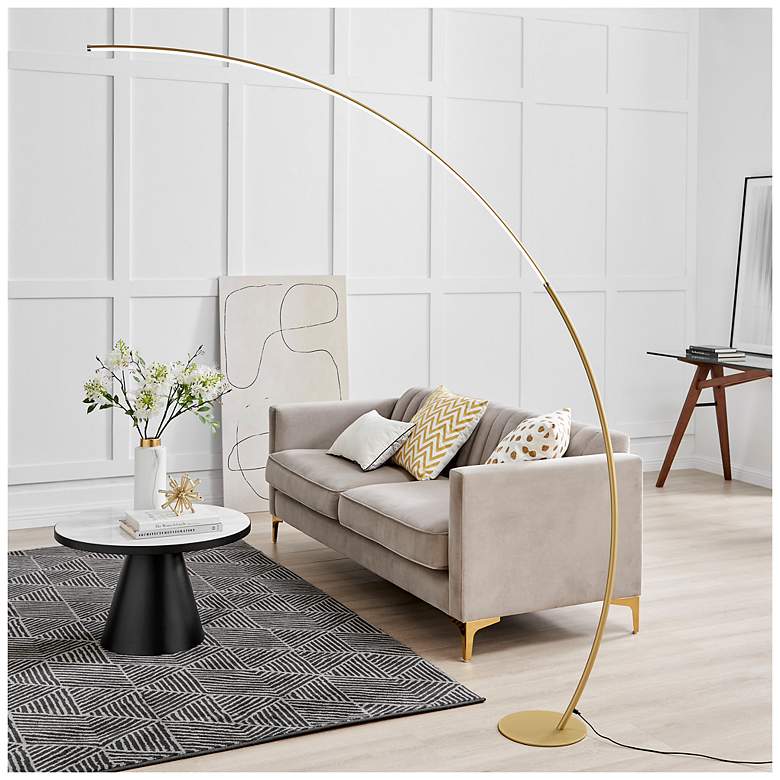 Image 1 Lite Source Monita 62 1/2" High Modern Gold LED Arc Floor Lamp