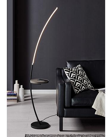 Lite Source Monita 67 1/2" Black LED Arc Floor Lamp with Tray Table