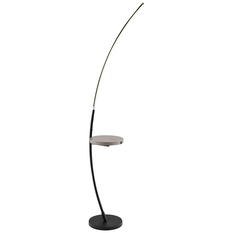 Image 2 Lite Source Monita 67 1/2 inch Black LED Arc Floor Lamp with Tray Table