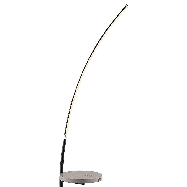 Image 3 Lite Source Monita 67 1/2" Black LED Arc Floor Lamp with Tray Table more views