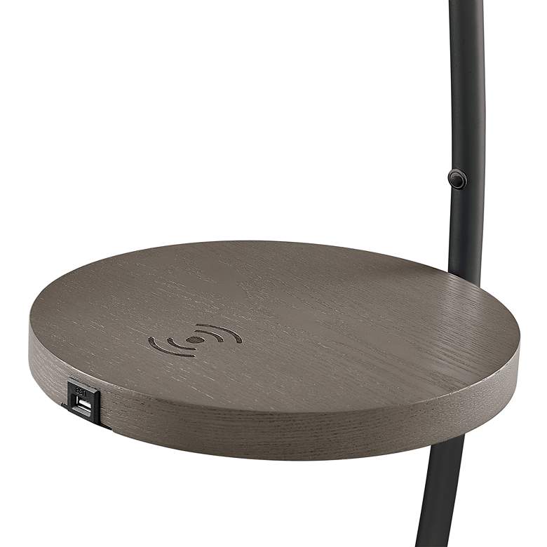 Image 6 Lite Source Monita 67 1/2" Black LED Arc Floor Lamp with Tray Table more views