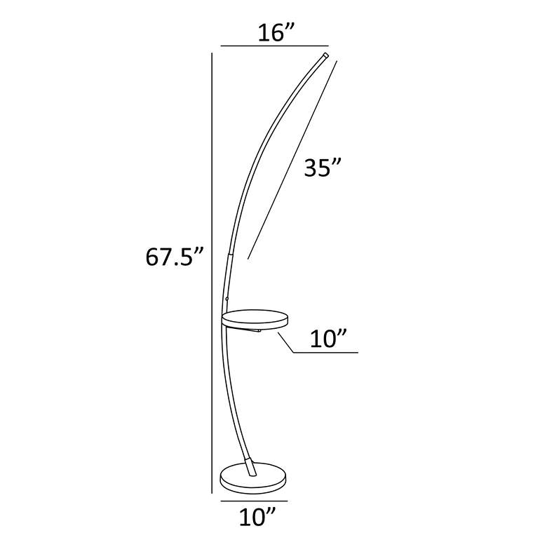 Image 7 Lite Source Monita 67 1/2" Black LED Arc Floor Lamp with Tray Table more views