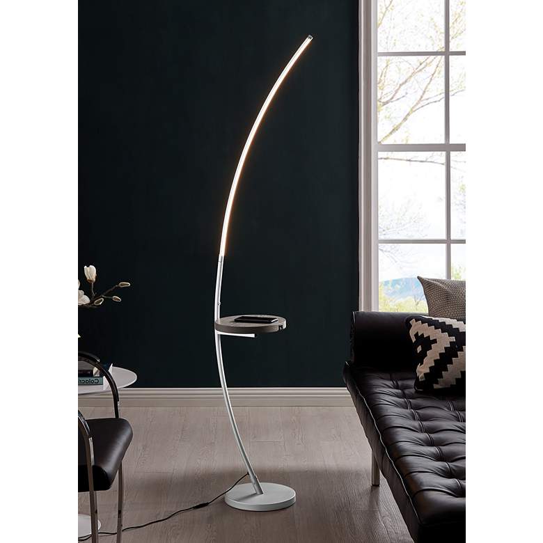Image 1 Lite Source Monita 67 1/2" Silver Arc LED Floor Lamp with Tray Table