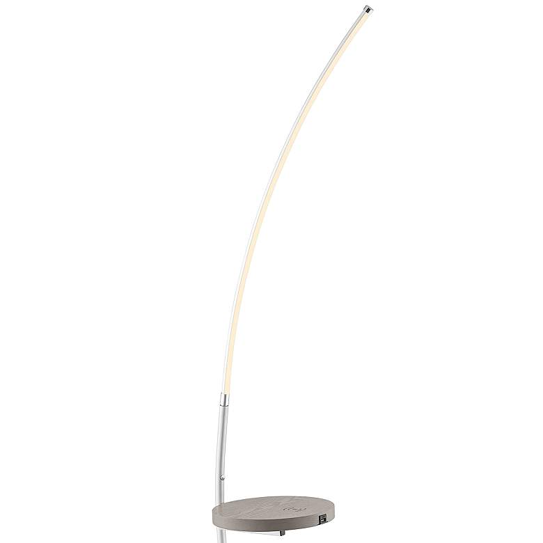 Image 3 Lite Source Monita 67 1/2" Silver Arc LED Floor Lamp with Tray Table more views