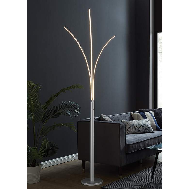 Image 1 Lite Source Monita 80 3/4" Silver Metal LED Arc Floor Lamp