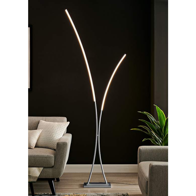 Image 1 Lite Source Monita 85" High Silver LED Arc Floor Lamp