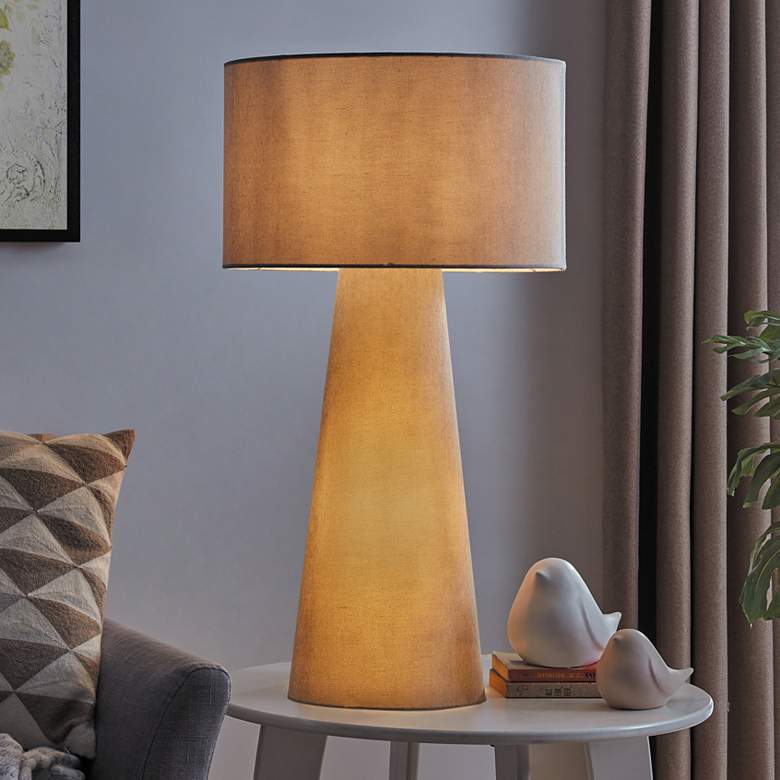 Image 1 Lite Source Montebello Gray Fabric Night Light Table Lamp