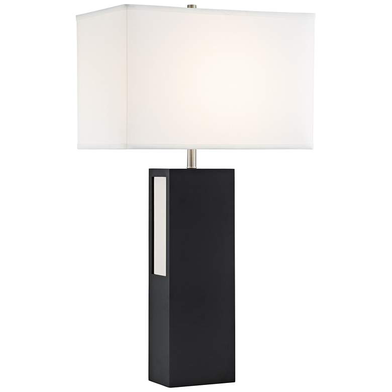 Image 1 Lite Source Moulton Black Wood Table Lamp w/ LED Night Light
