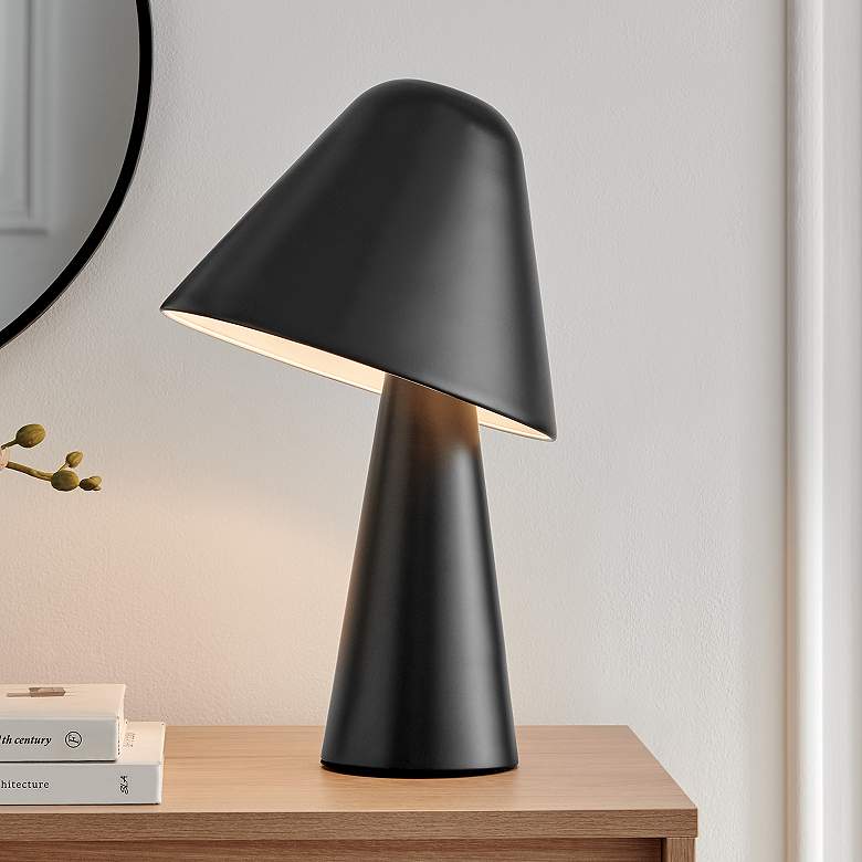 Image 1 Lite Source Muga 15 3/4" High Black Finish Modern Mushroom Table Lamp