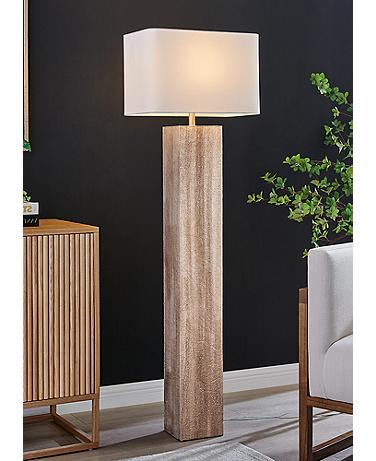 Lite Source Mulder Antique Gray Wood Floor Lamp
