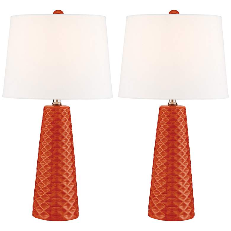 Image 2 Lite Source Muriel 24" High Modern Orange Ceramic Table Lamps Set of 2
