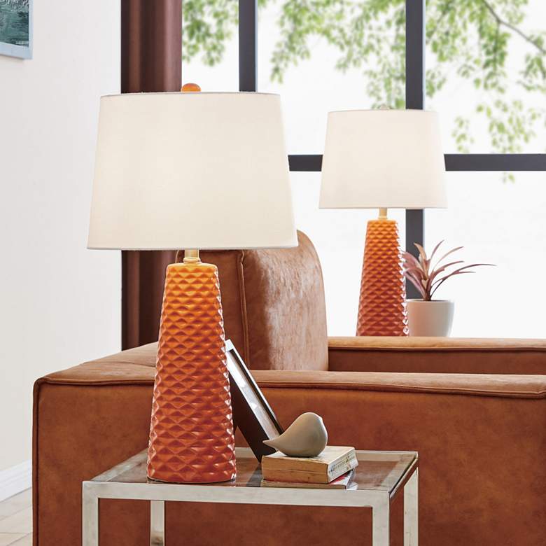 Image 1 Lite Source Muriel 24" High Modern Orange Ceramic Table Lamps Set of 2