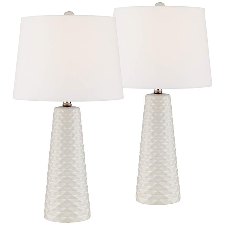 Image 2 Lite Source Muriel 24" Modern White Ceramic Table Lamps Set of 2
