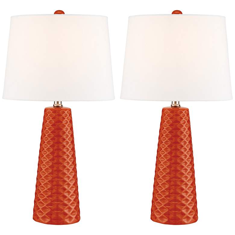 Image 2 Lite Source Muriel Orange Ceramic Table Lamps Set of 2