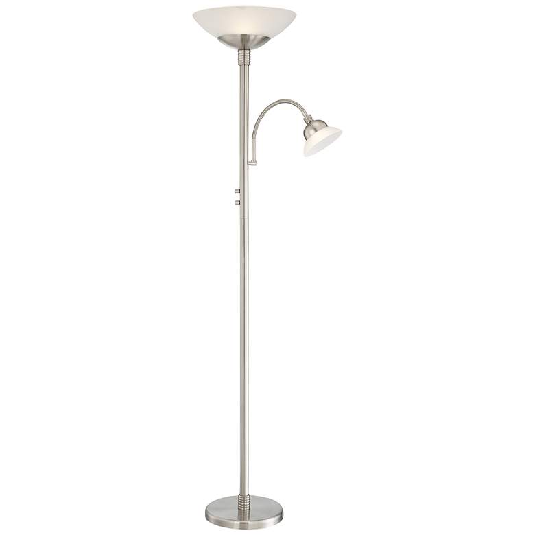 Image 1 Lite Source Natalia Nickel LED Reading and Torchiere Floor Lamp
