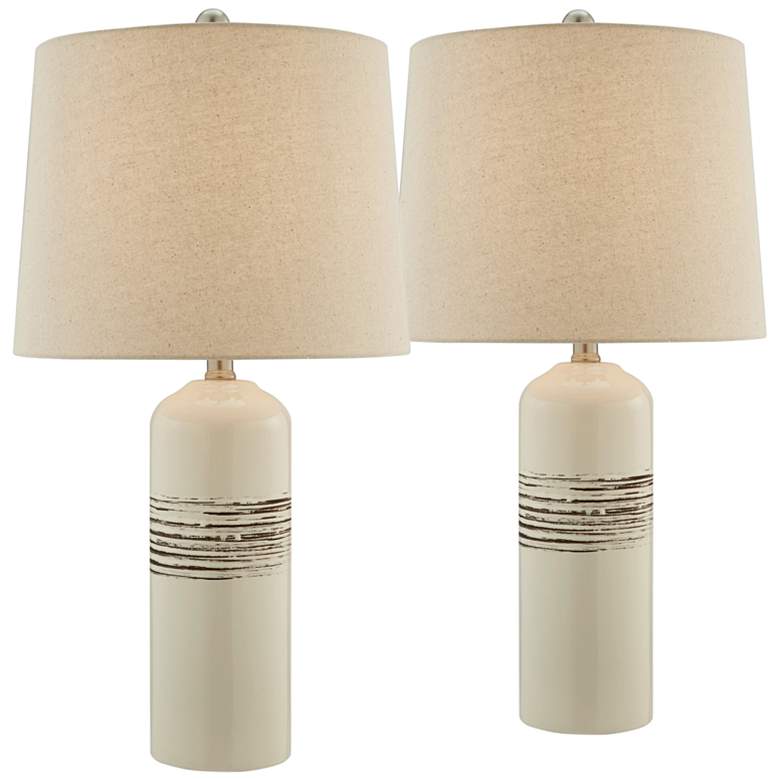 Image 2 Lite Source Noelle Natural Ceramic Table Lamps Set of 2