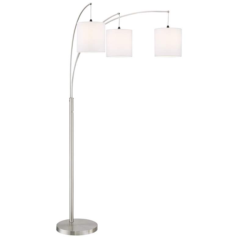 Image 2 Lite Source Norlan 84 inch White Shade and Nickel 3-Light Arc Floor Lamp