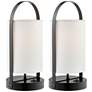 Lite Source Obelia 14" High Black Accent Lamps Set of 2 with USB Ports