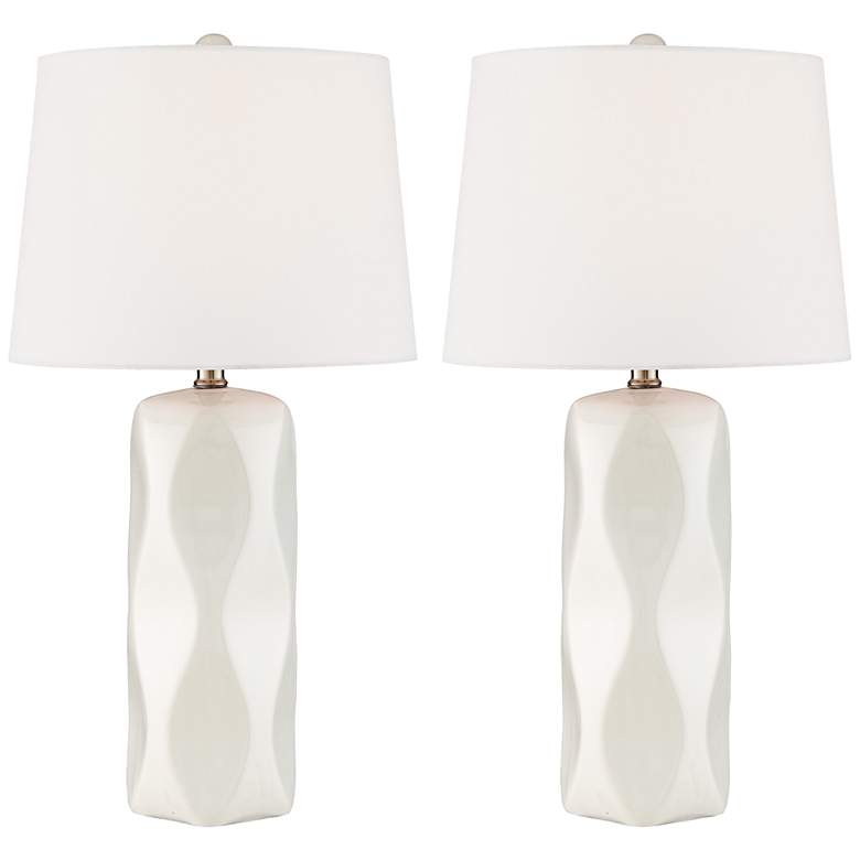 Image 2 Lite Source Odelia 24" White Modern Ceramic Table Lamps Set of 2