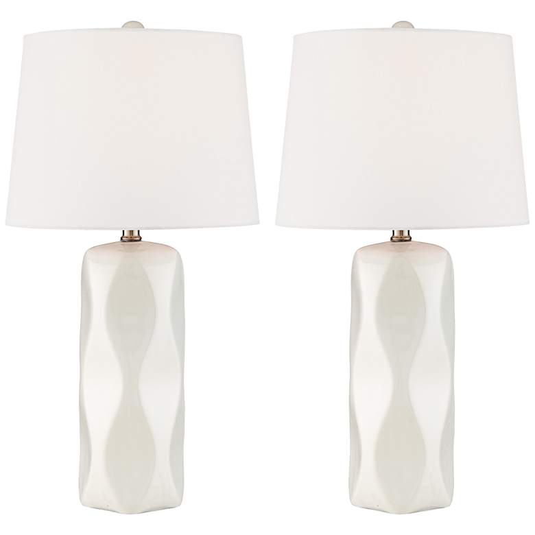 Lite Source Odelia White Modern Ceramic Table Lamps Set of 2