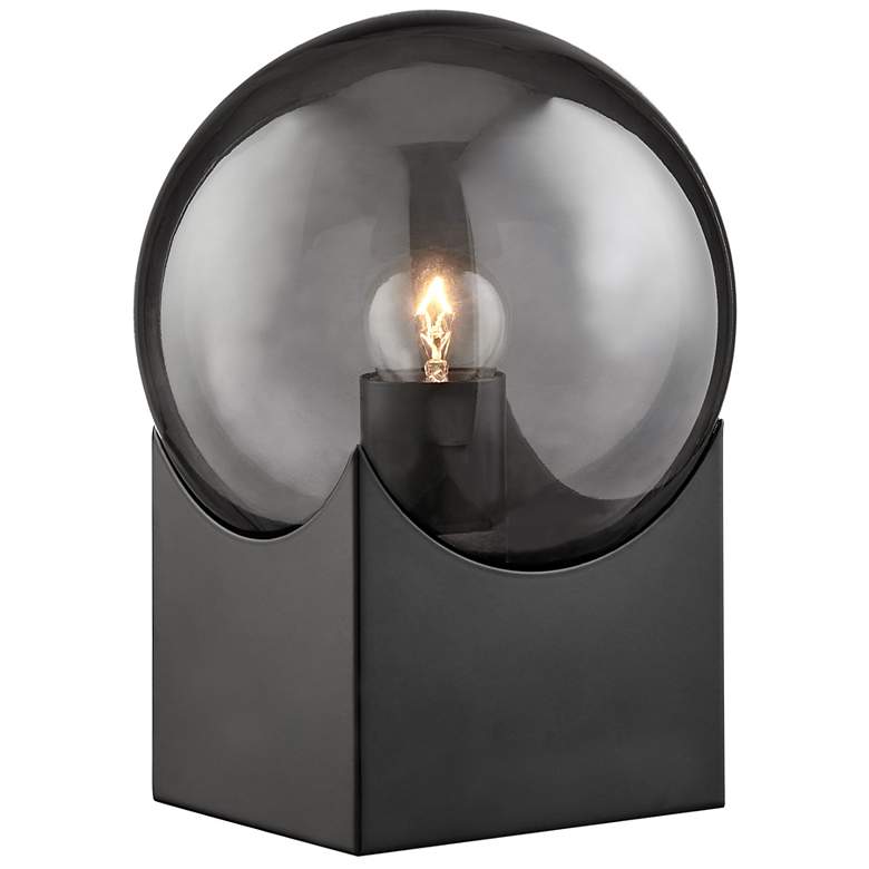 Image 2 Lite Source Oksena 11" Modern Black and Smoke Glass Orb Table Lamp