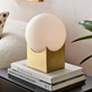 1_Lite Source Oksena 11" Modern Gold Frosted White Orb Accent Table Lamp