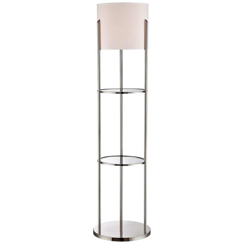 Image 1 Lite Source Onora 2-Shelf Polished Steel Floor Lamp