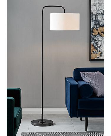 Lite Source Orea 64" Black Finish Offset Arm Modern Floor Lamp