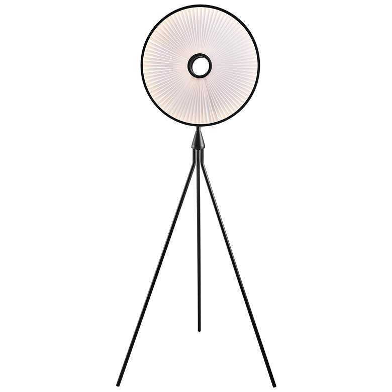 Image 2 Lite Source Pahana 63" High Black Disc Modern Tripod Floor Lamp