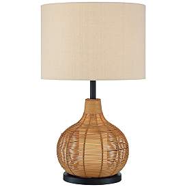 Image1 of Lite Source Paige Woven Rattan Table Lamp with Night Light