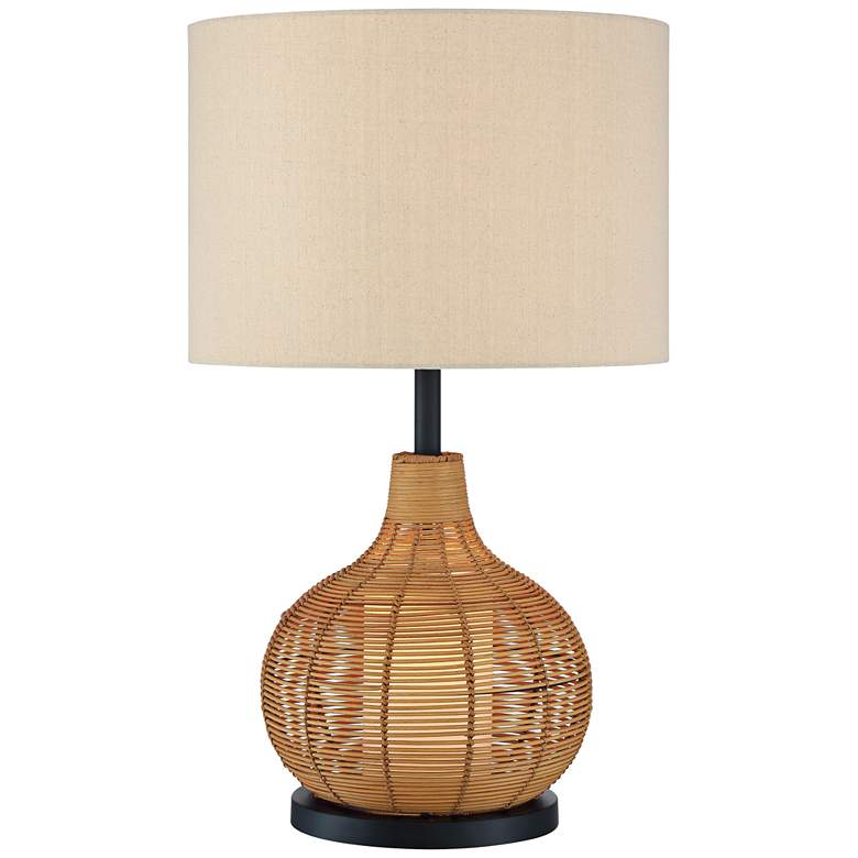 Image 1 Lite Source Paige Woven Rattan Table Lamp with Night Light