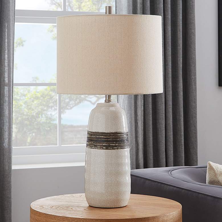 Image 1 Lite Source Paiva Gray with Cracked Ceramic Table Lamp