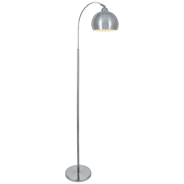 Image 1 Lite Source Palesa 65 1/2" Polished Steel Dome Floor Lamp